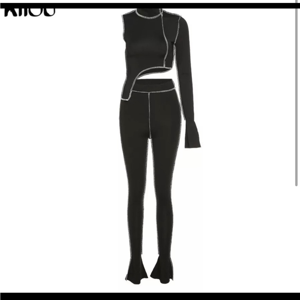 Black cut out long sleeve 2 piece set